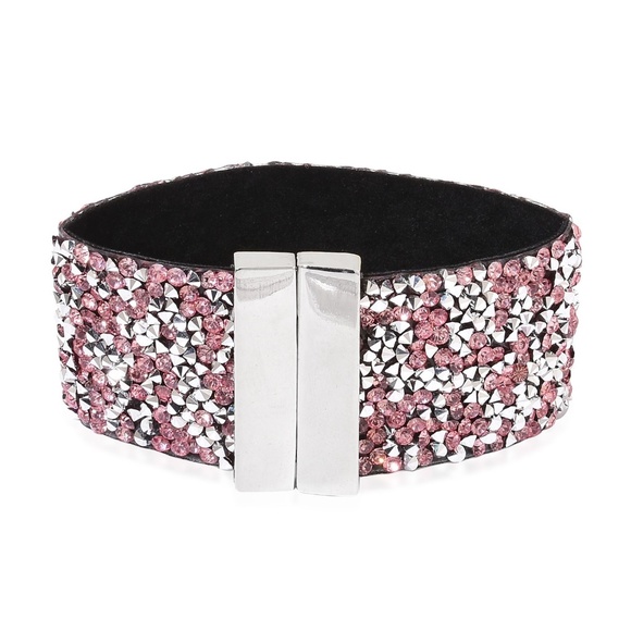 Jewelry - Pink & White Chroma Crystal Silvertone Bracelet#11